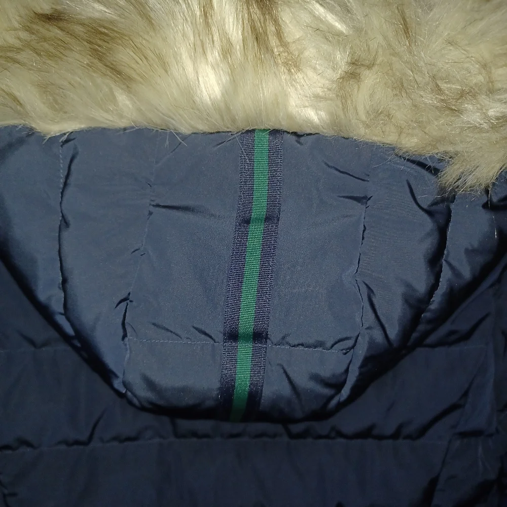 Talbots Dark Blue Puffer Coat with Faux Fur Hood - Picture 3 of 13